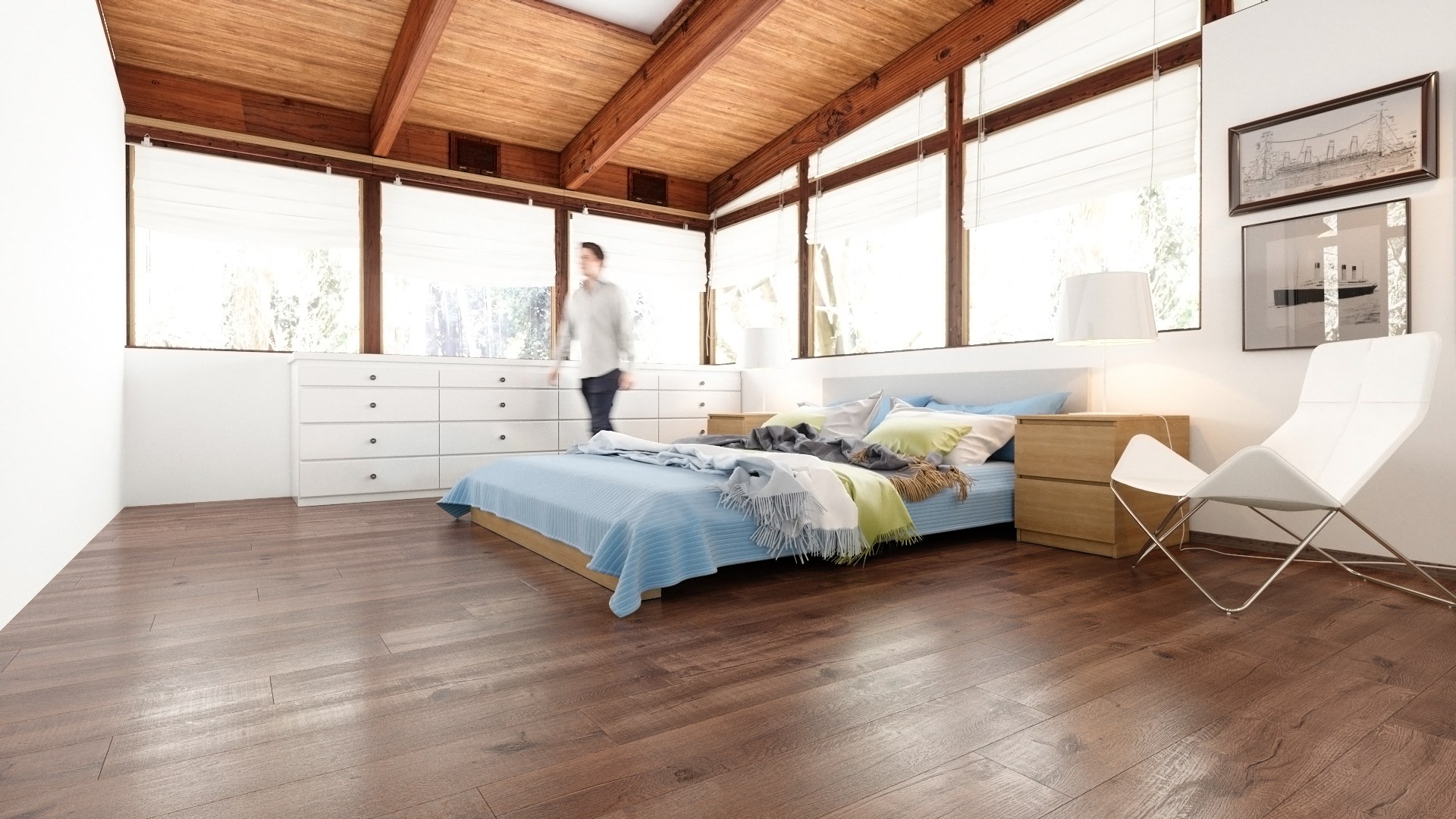 Кварцвиниловый SPC ламинат Fargo Comfort Дуб Южная Ночь 81996-6 1220×180×4 фото в интерьере