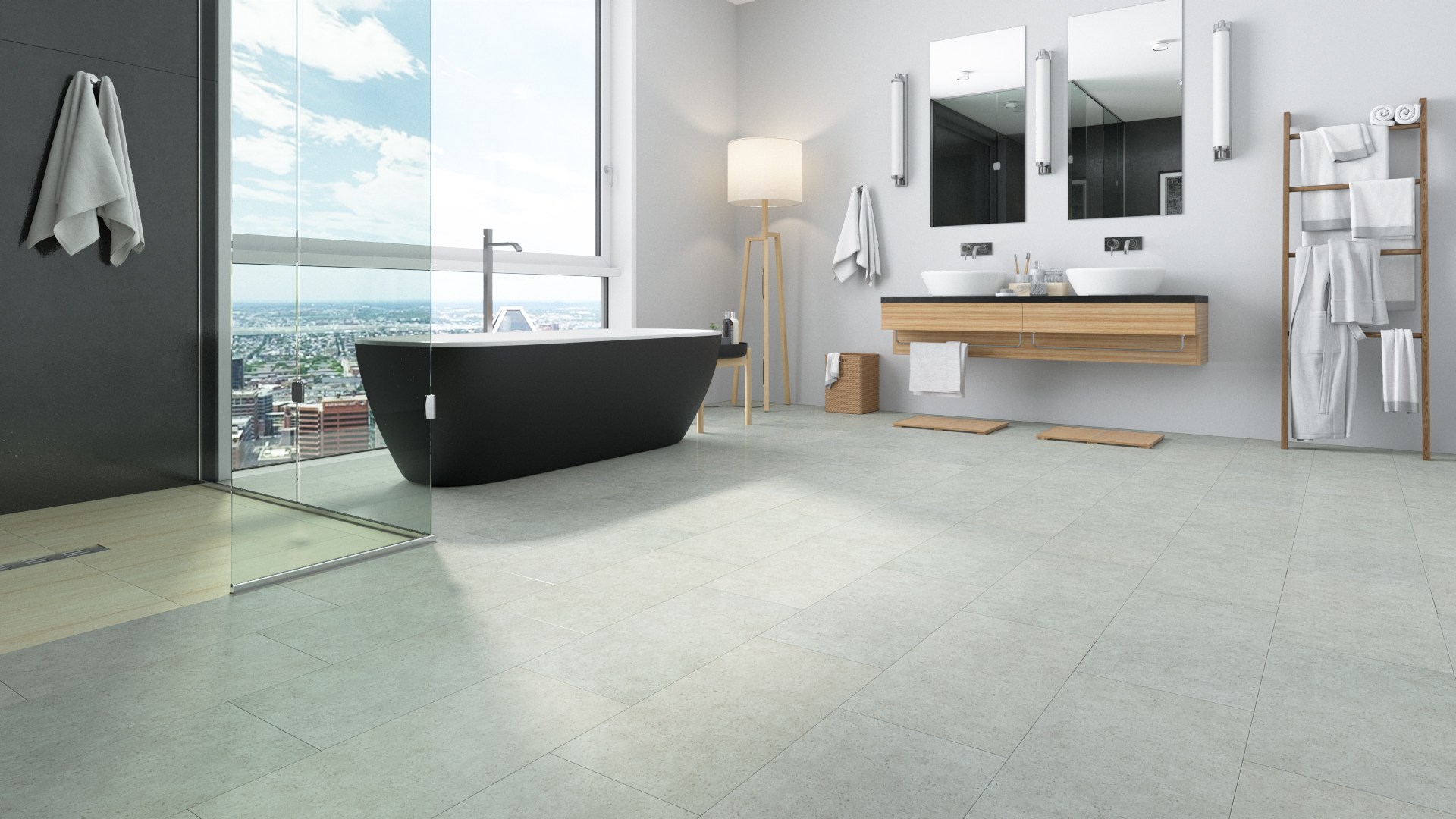 Кварцвиниловый SPC ламинат Fargo Stone Фисташковый базальт JC 11015-1 600×300×4 фото в интерьере