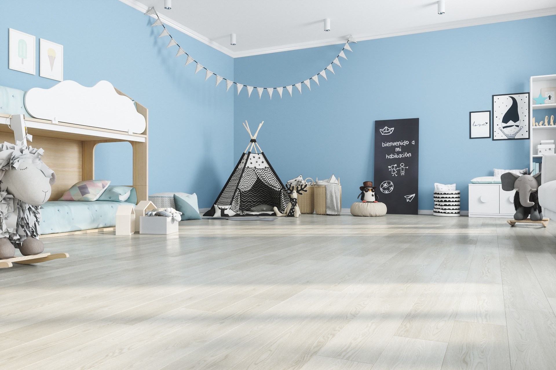 Кварцвиниловый SPC ламинат Fargo Comfort Ясень Белый JC 18001-35 1220×180×4 фото в интерьере