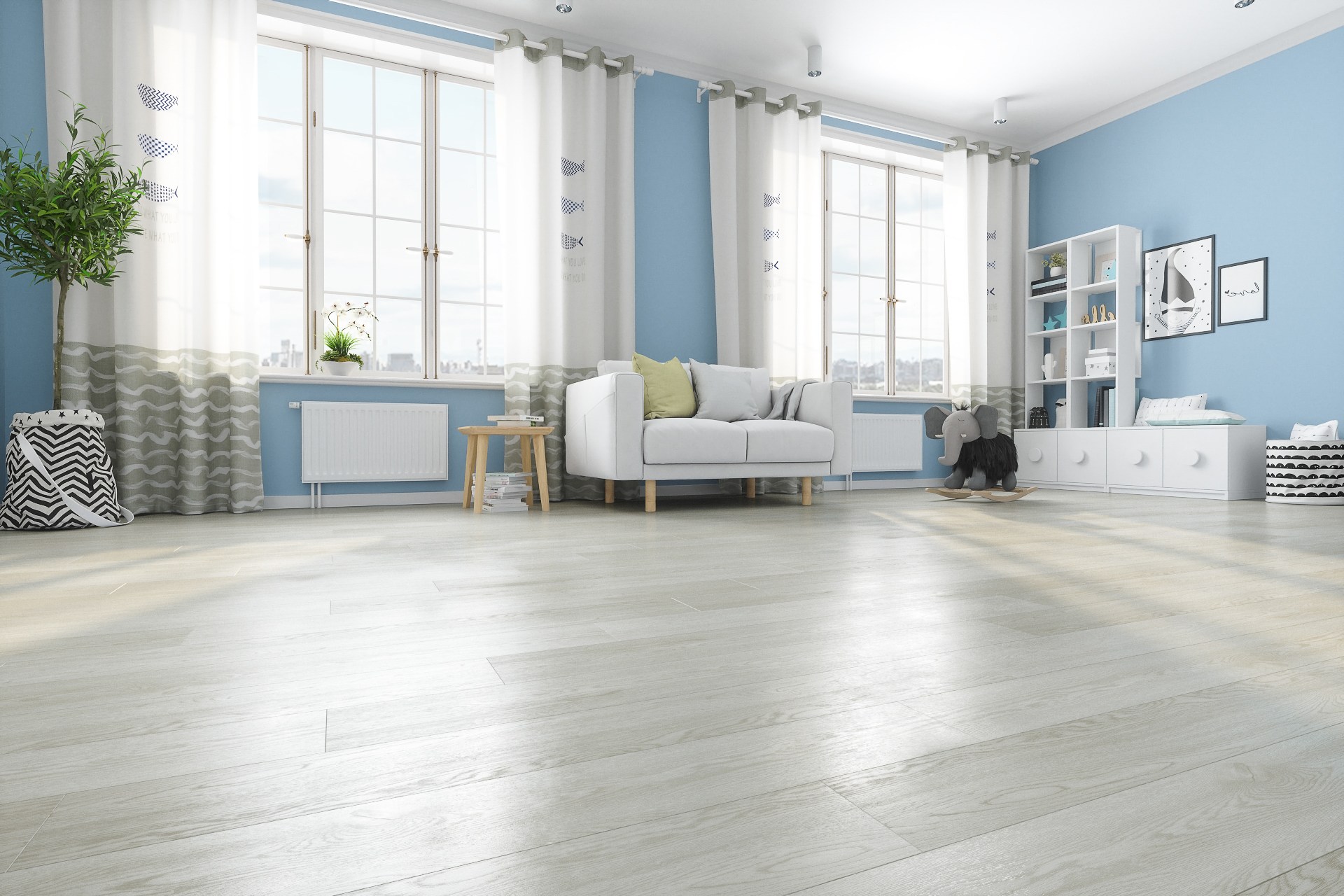 Кварцвиниловый SPC ламинат Fargo Comfort Ясень Белый JC 18001-35 1220×180×4 фото в интерьере