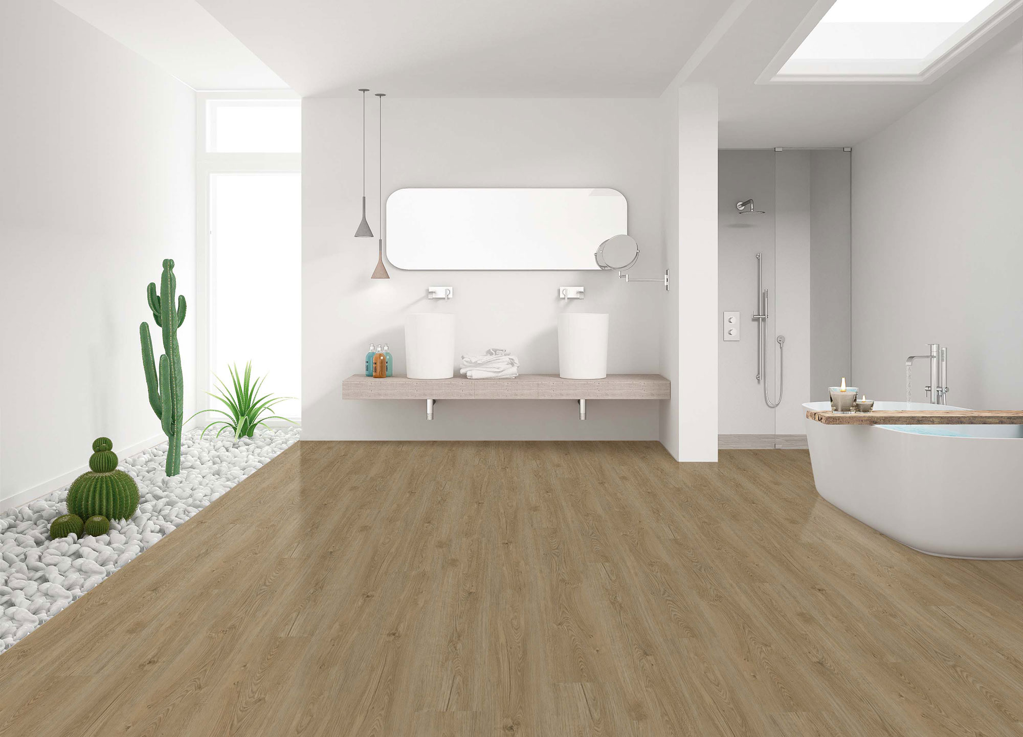 Кварцвиниловый SPC ламинат Wear Max Mineral Plus Дуб Lyon 6153 фото в интерьере