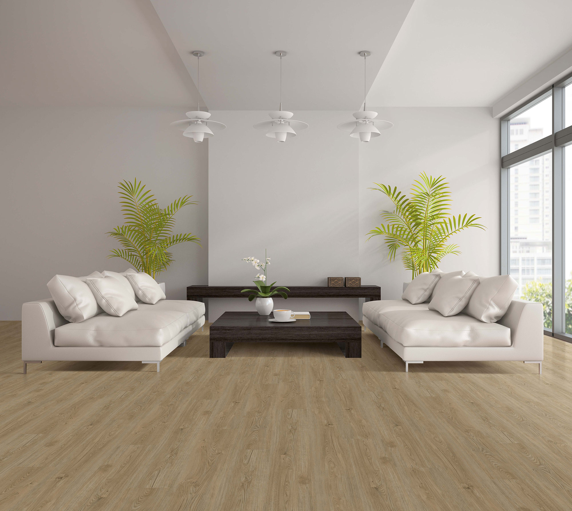 Кварцвиниловый SPC ламинат Wear Max Mineral Plus Дуб Lyon 6153 фото в интерьере