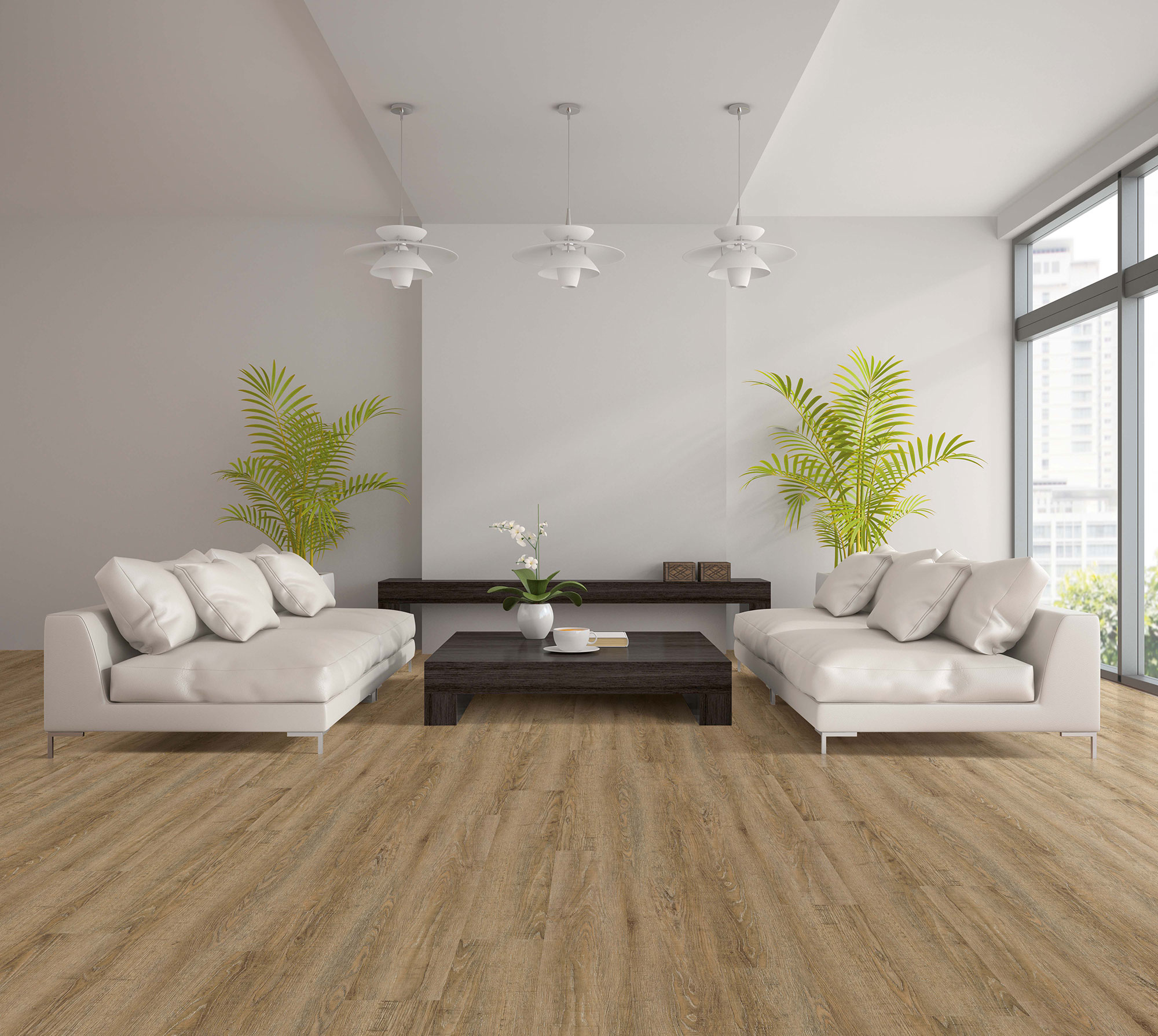 Виниловый пол Wear Max замковый Home Line Дуб Rocks 380 фото в интерьере