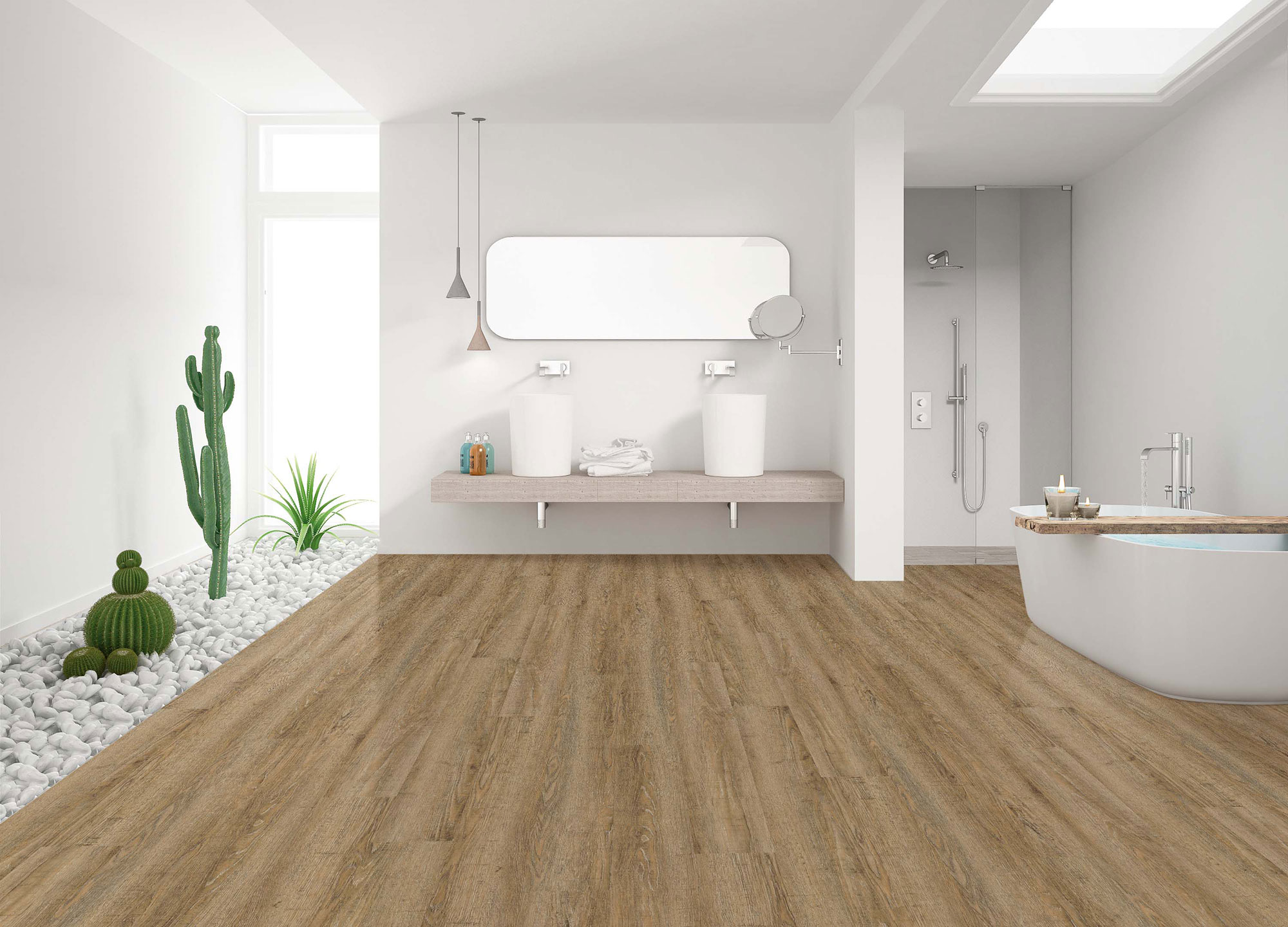 Виниловый пол Wear Max замковый Home Line Дуб Rocks 380 фото в интерьере