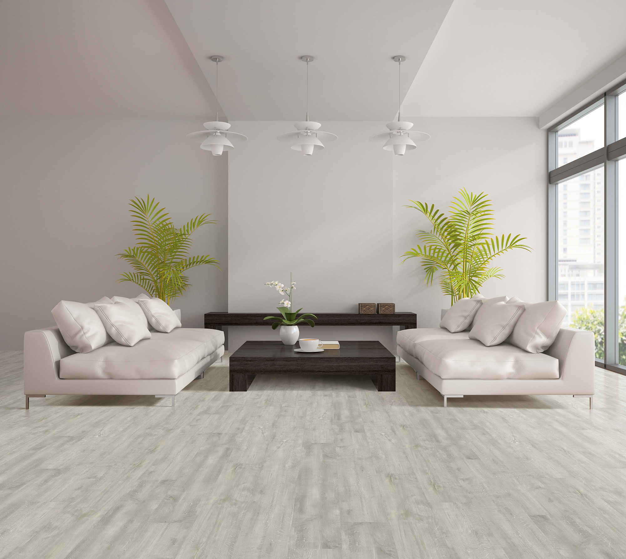 Виниловый пол Wear Max замковый Home Line Дуб Scandinavia 6412 фото в интерьере