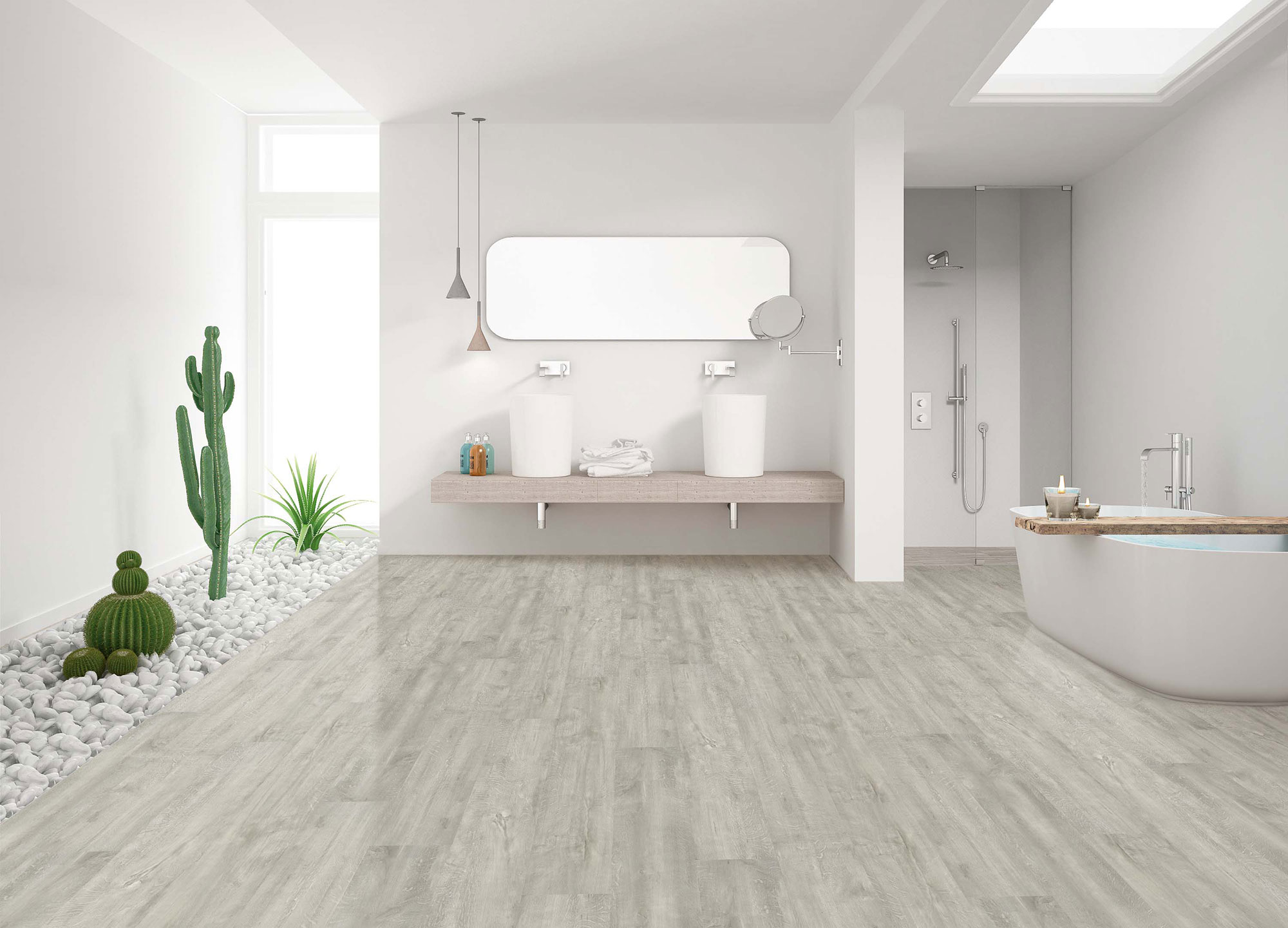 Виниловый пол Wear Max замковый Home Line Дуб Scandinavia 6412 фото в интерьере