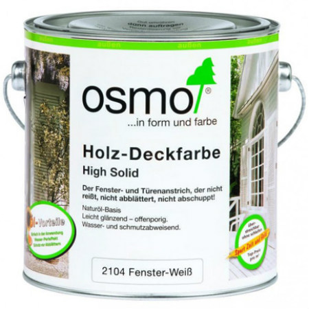 Краска укрывная белая для окон и дверей Osmo Holz-Deckfarbe 2104, 0,125 л