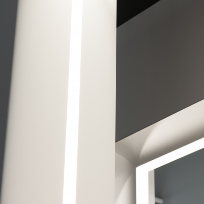 Потолочный плинтус под покраску Orac Decor Modern Antonio C374 с подсветкой 2000×50×180 фото в интерьере