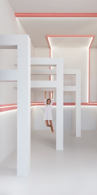 Потолочный плинтус под покраску Orac Decor Modern L3 C383 с подсветкой 2000×50×140 фото в интерьере