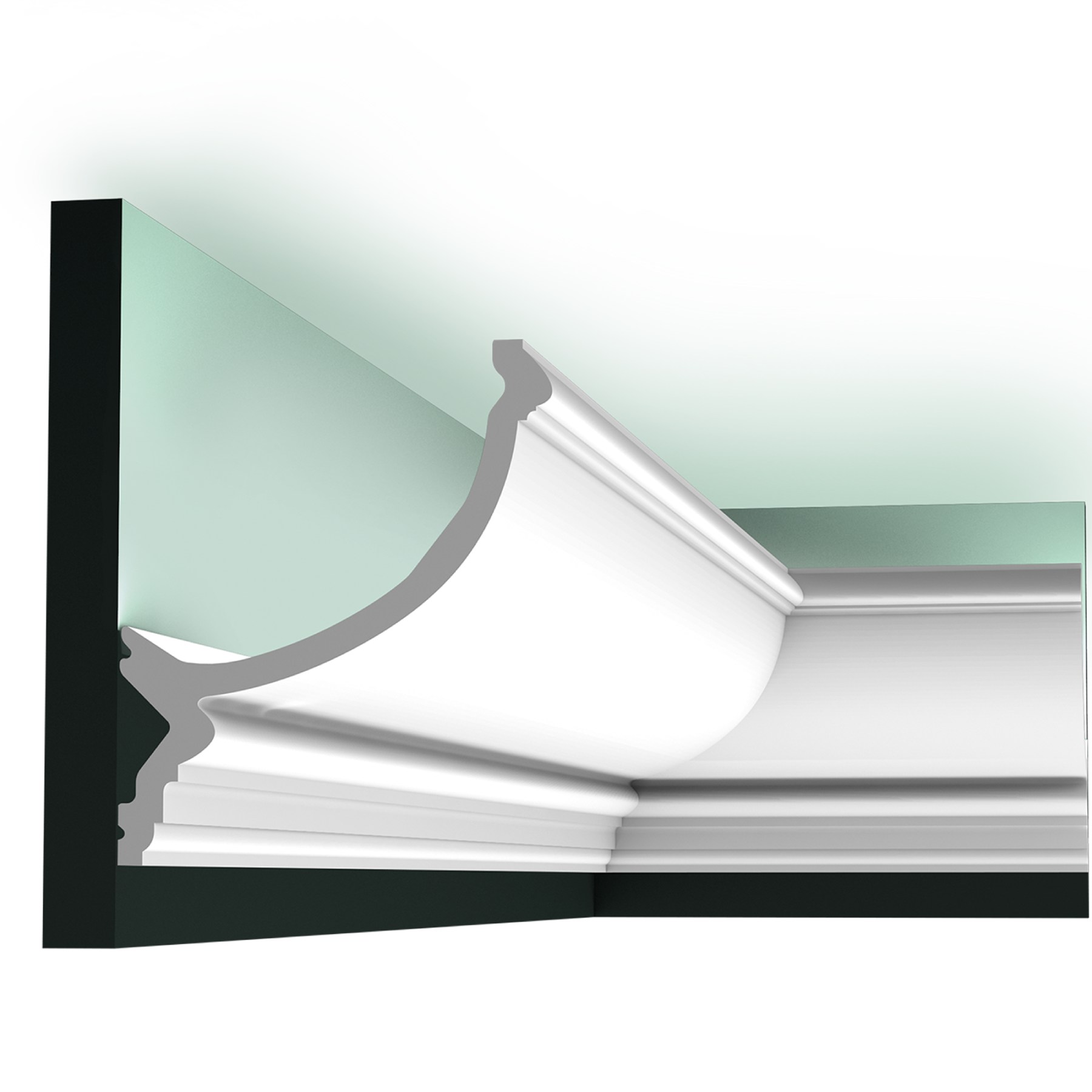 Потолочный плинтус под покраску Orac Decor New Classic C900 с подсветкой 2000×146×171
