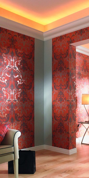 Потолочный плинтус под покраску Orac Decor Orac Luxxus C901 с подсветкой 2000×124×148 фото в интерьере