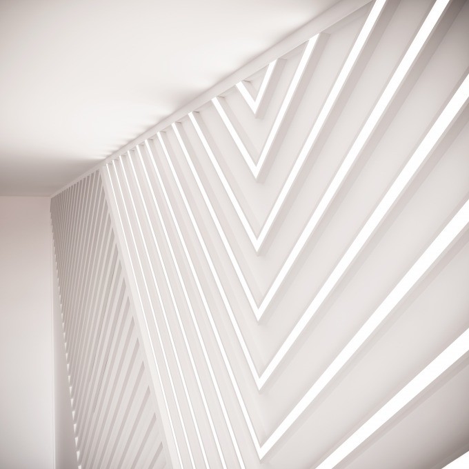 Потолочный плинтус под покраску Orac Decor Select CX190 с подсветкой 2000×30×20 фото в интерьере