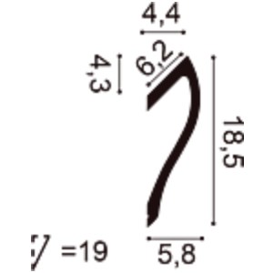 Потолочный плинтус под покраску Orac Decor Modern Shade C371 с подсветкой 2000×58×185