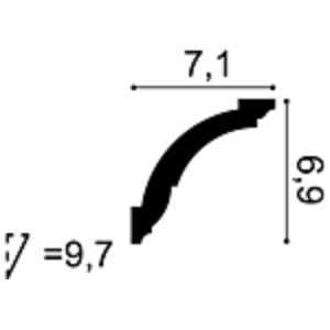 Потолочный плинтус под покраску Orac Decor Orac Axxent CX101 2000×71×69