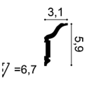 Потолочный плинтус под покраску Orac Decor Orac Axxent CX141 2000×31×59