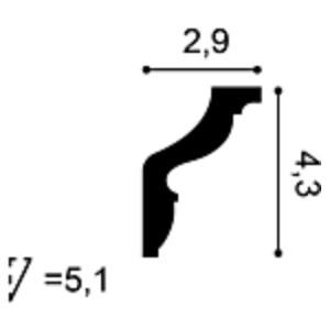 Потолочный плинтус под покраску Orac Decor Orac Axxent CX150 2000×29×43