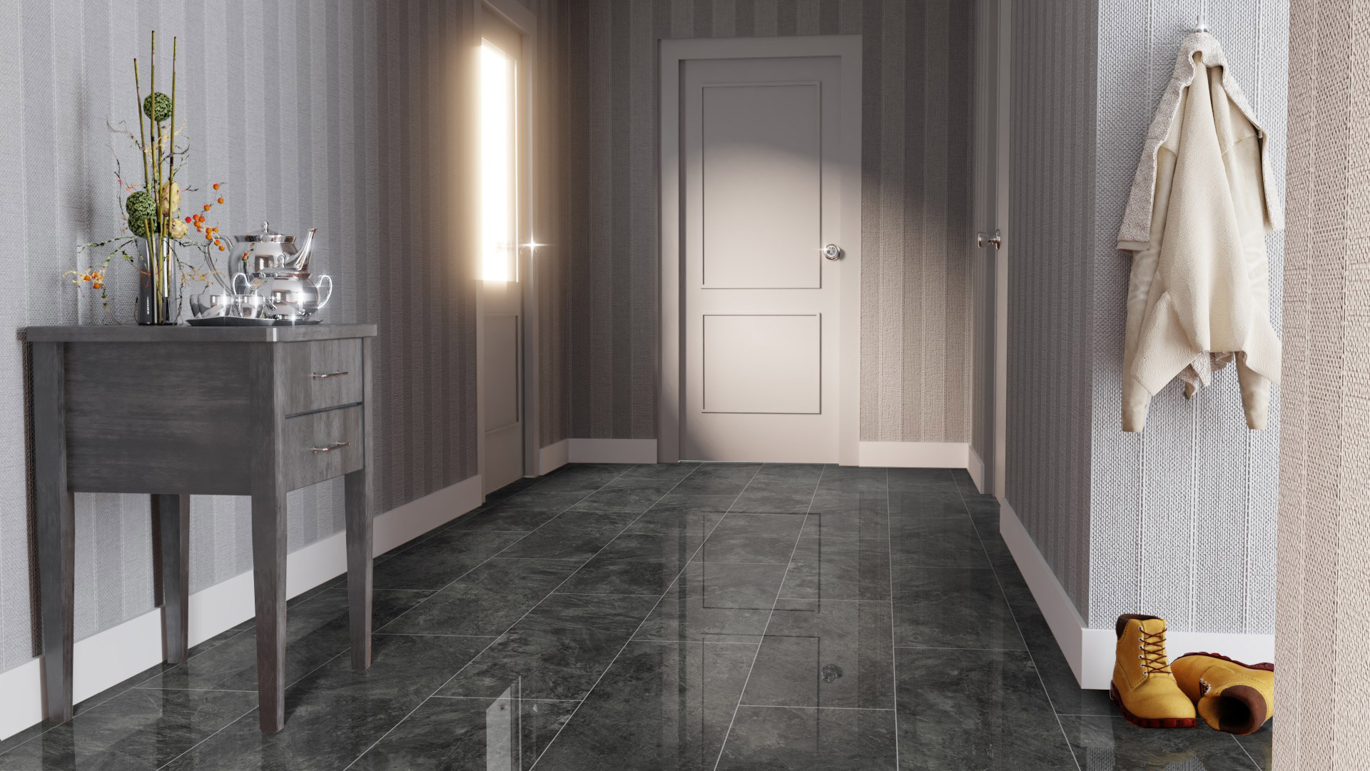 Ламинат Falquon Blue Line Stone 2.0 Pindos D3527 глянец 810×400×8 фото в интерьере