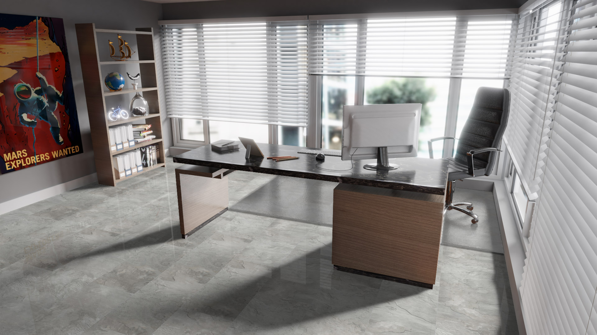 Ламинат Falquon Blue Line Stone 2.0 Monreal Slate D4178 глянец 810×400×8 фото в интерьере