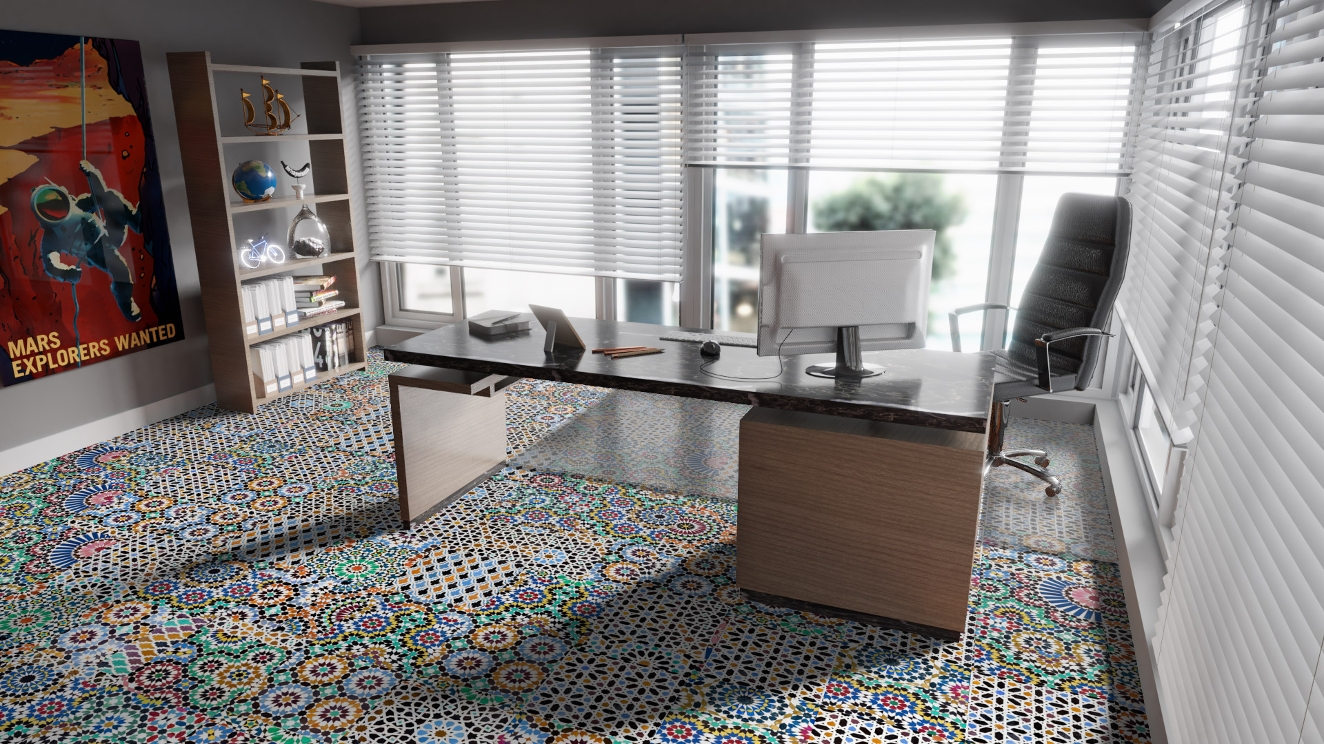 Ламинат Falquon Quadraic Mosaic Q001 810×400×8 фото в интерьере