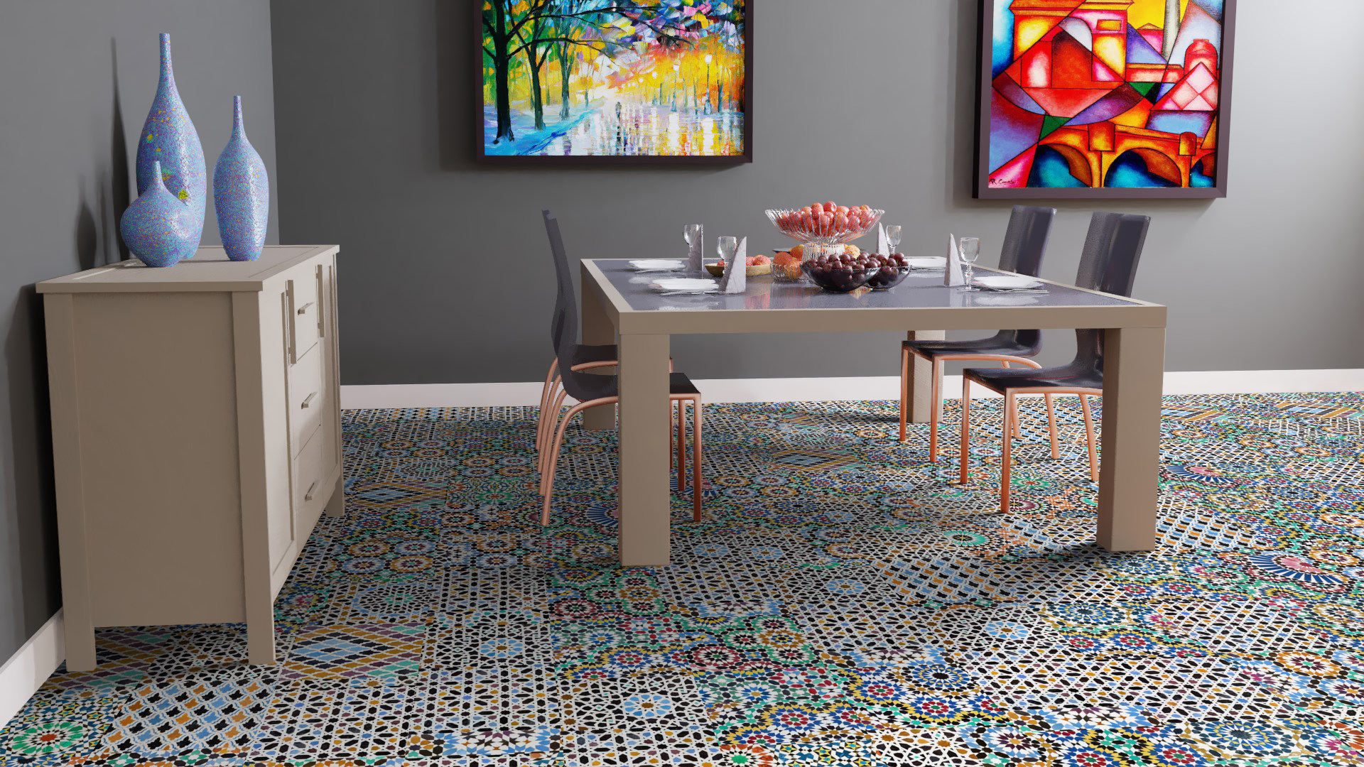 Ламинат Falquon Quadraic Mosaic Q001 810×400×8 фото в интерьере