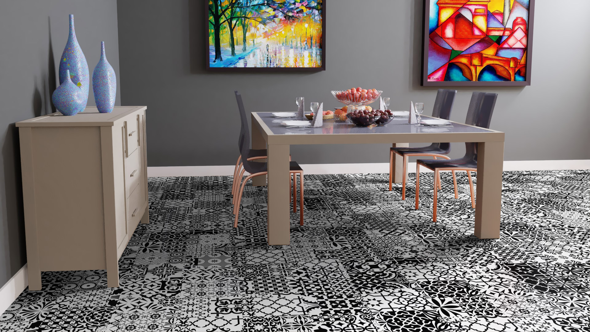 Ламинат Falquon Quadraic Black&White Q002 810×400×8 фото в интерьере