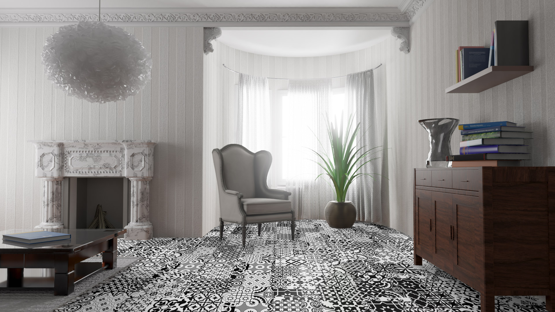 Ламинат Falquon Quadraic Black&White Q002 810×400×8 фото в интерьере