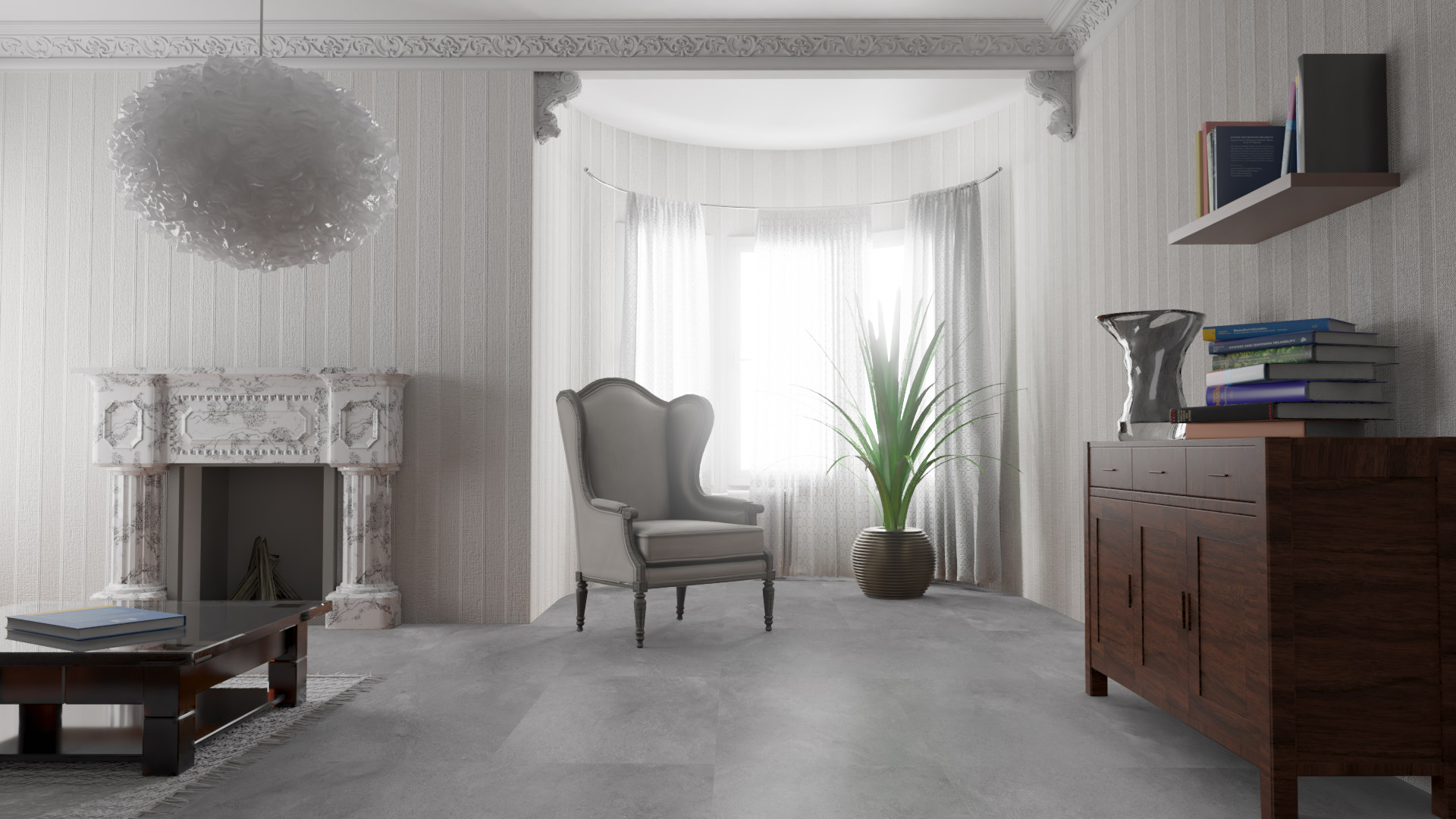 Ламинат Falquon Quadro Porcelato Grigio Q1001 610×610×8 фото в интерьере