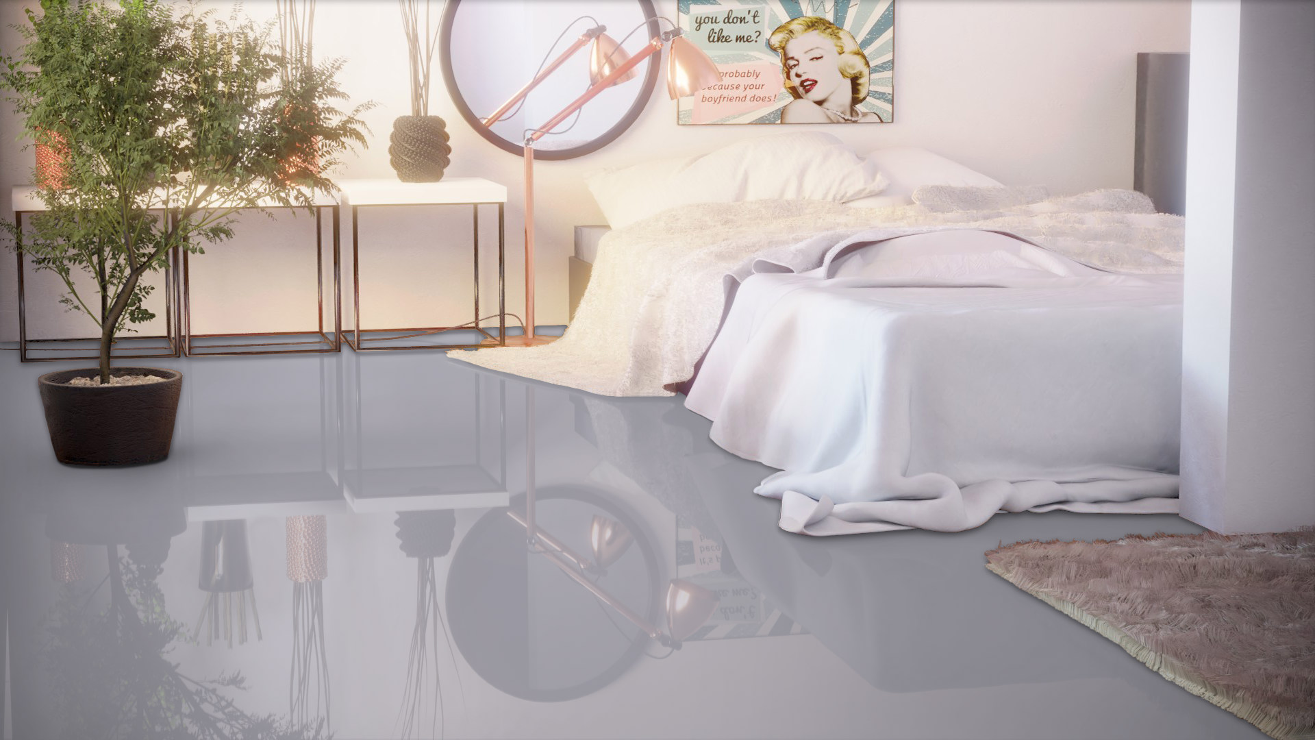 Ламинат Falquon Blue Line Max Uni Grey D3550 матовый 1220×610×8 фото в интерьере