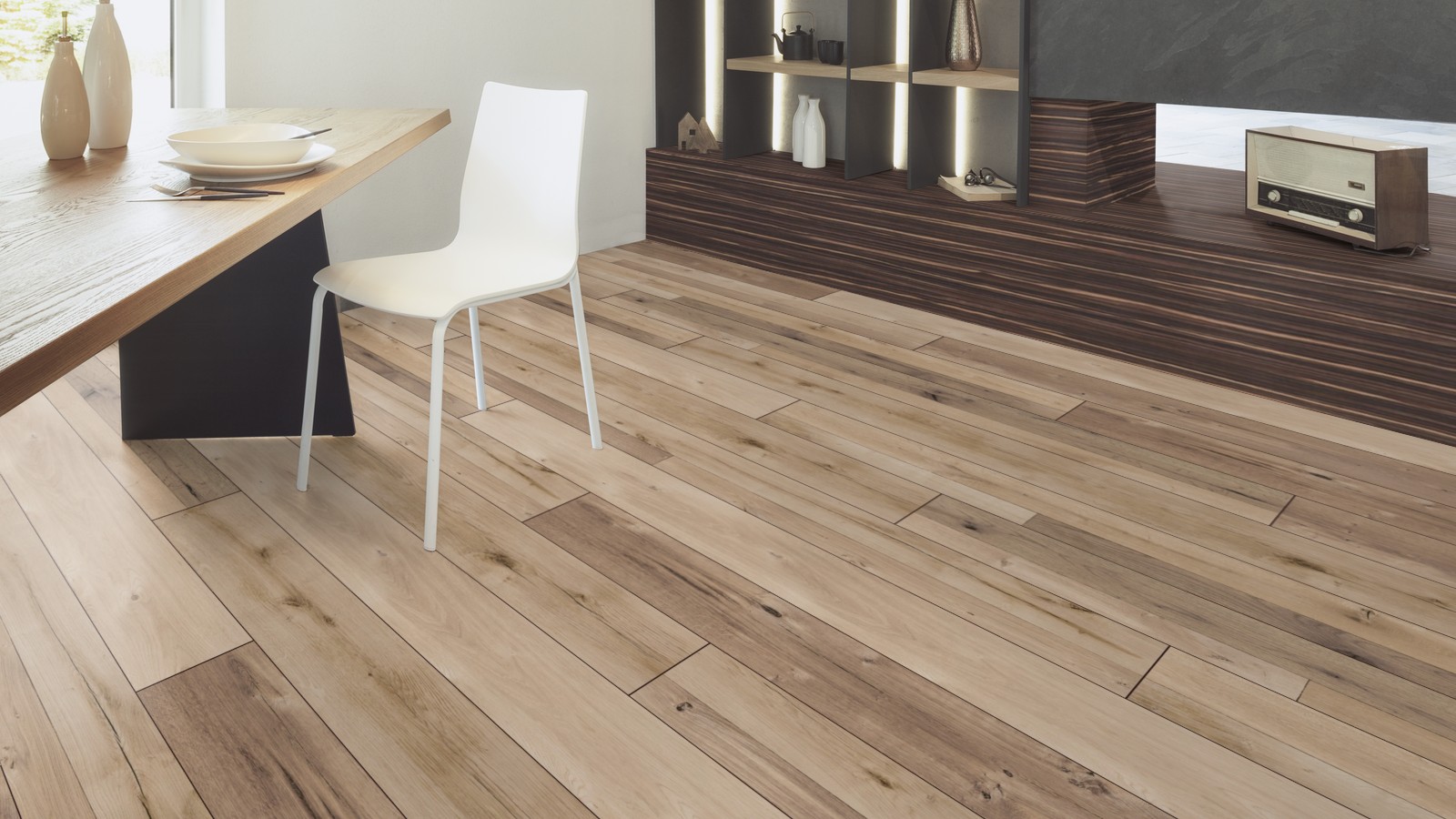 Ламинат Kaindl Natural Touch Стандартная доска 3в1 Дуб Тренд К4361 RF 1383х193х12 фото в интерьере