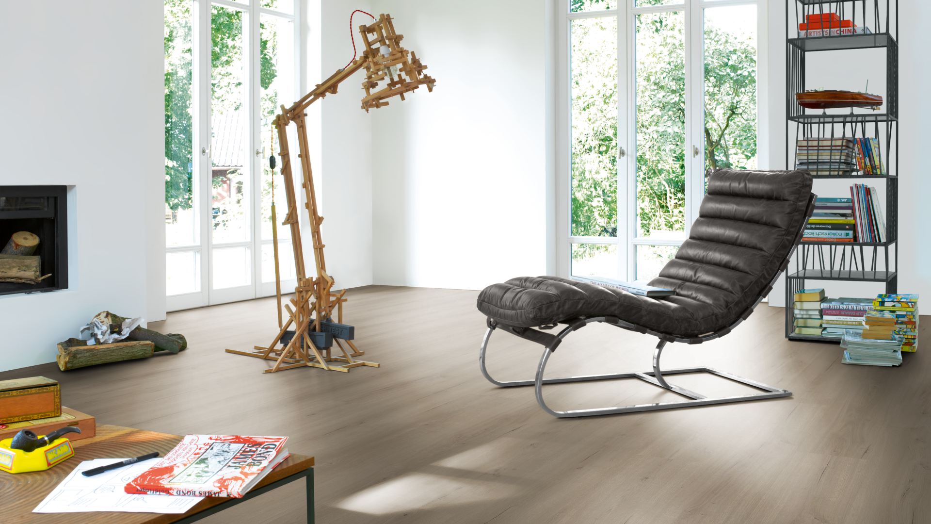 Ламинат Parador Trendtime 6 Дуб Лофт серый 1730467 2200×243×9 фото в интерьере