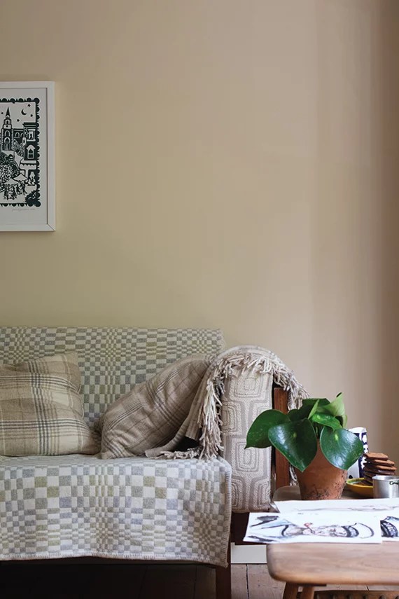 Краска Farrow & Ball Colour by Nature цвет Orange Coloured White W5 Estate Emulsion 0,1 л фото в интерьере