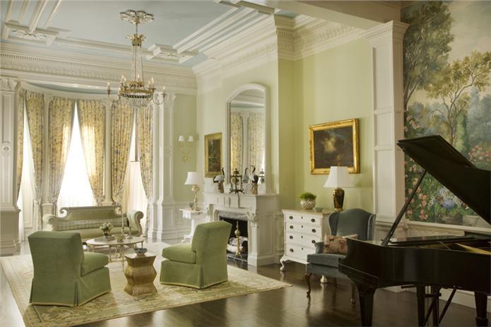 Краска Farrow & Ball цвет Cooking Apple Green 32 Estate Emulsion 0,1 л фото в интерьере