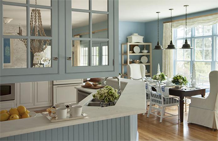 Краска Farrow & Ball цвет Lulworth Blue 89 Estate Emulsion 0,1 л фото в интерьере