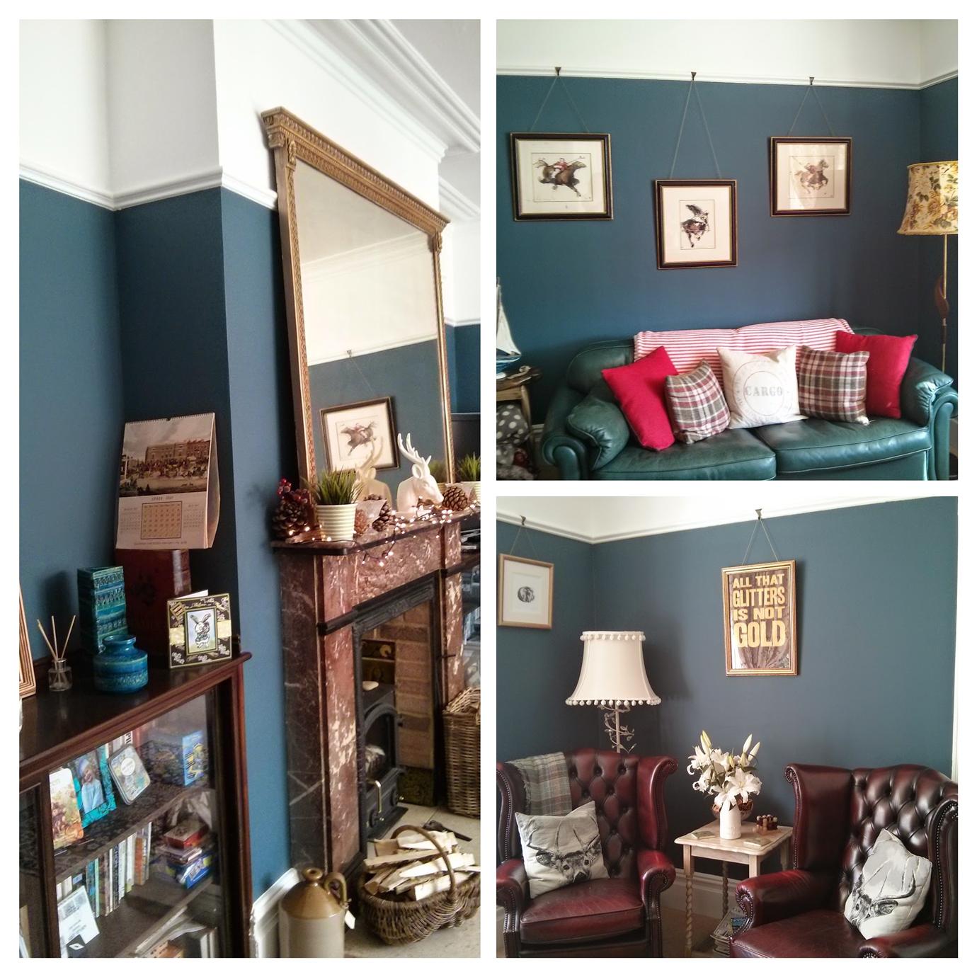 Краска Farrow & Ball цвет Stiffkey Blue 281 Estate Emulsion 0,1 л фото в интерьере