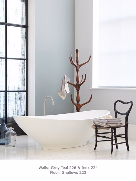 Краска Little Greene цвет Shallows 223 Absolute Matt 0,25 л фото в интерьере