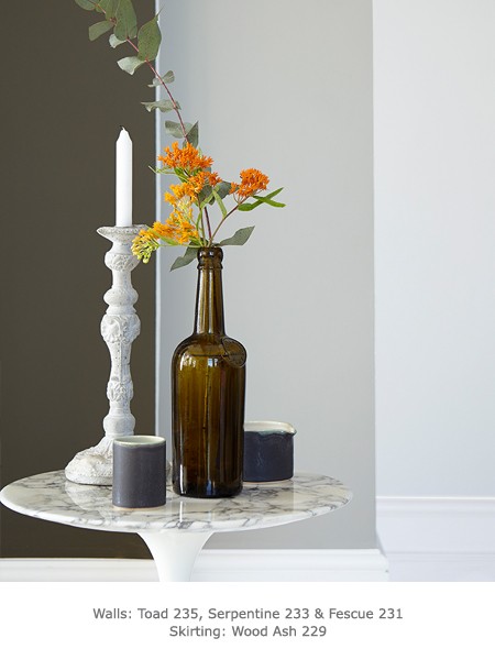 Краска Little Greene цвет Wood Ash 229 Absolute Matt 0,25 л фото в интерьере