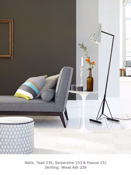 Краска Little Greene цвет Wood Ash 229 Absolute Matt 0,25 л фото в интерьере