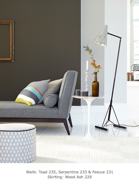 Краска Little Greene цвет Wood Ash 229 Absolute Matt 0,25 л фото в интерьере