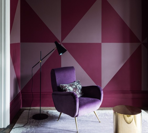 Краска Paint and Paper Library цвет Rouge II 326 Pure Flat Emulsion 0,125 л фото в интерьере