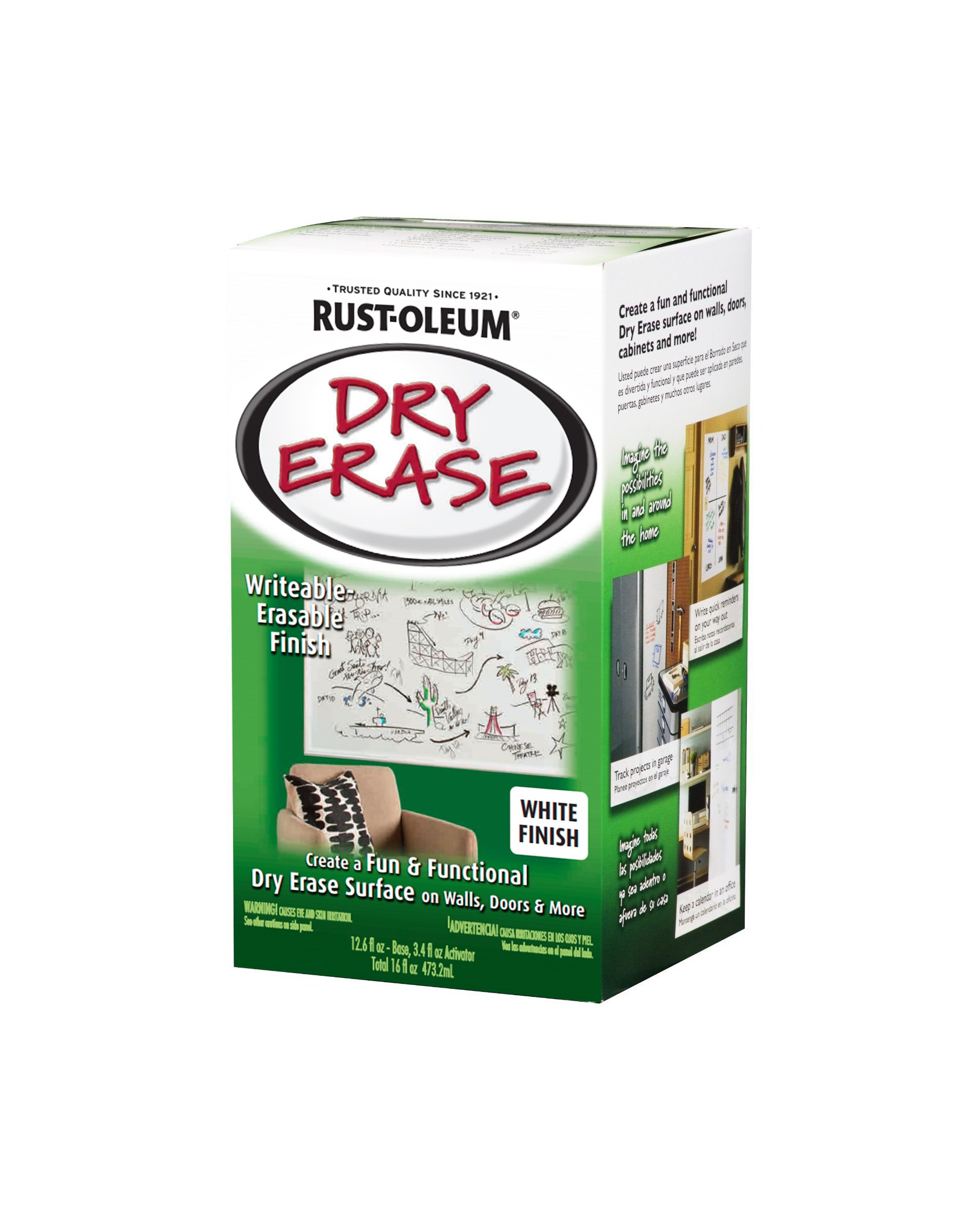 Краска Rust-Oleum Dry Erase Белая с эффектом маркерной доски 241140 0,473 л Краска Rust-Oleum Dry Erase Белая с эффектом маркерной доски 241140 0,473 л