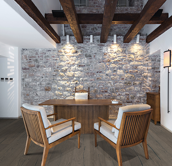 Паркетная доска Auswood Crack Thunder Oak 1200×150×10 фото в интерьере