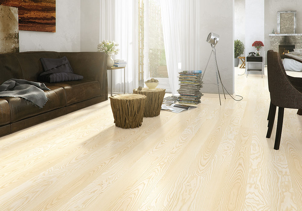 Паркетная доска Barlinek Pure ясень Moonlight Piccolo 1092×130×14 фото в интерьере