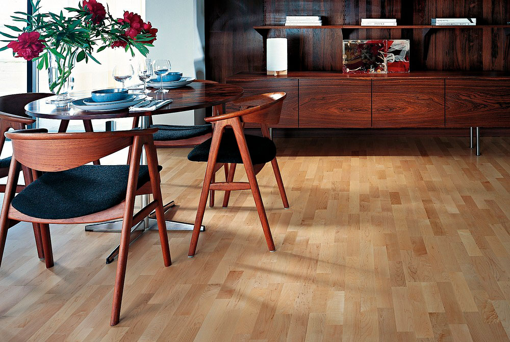 Паркетная доска Kahrs Американская Клен канадский Торонто Toronto 153N15AP50KW240 Calm 2423×200×15 фото в интерьере