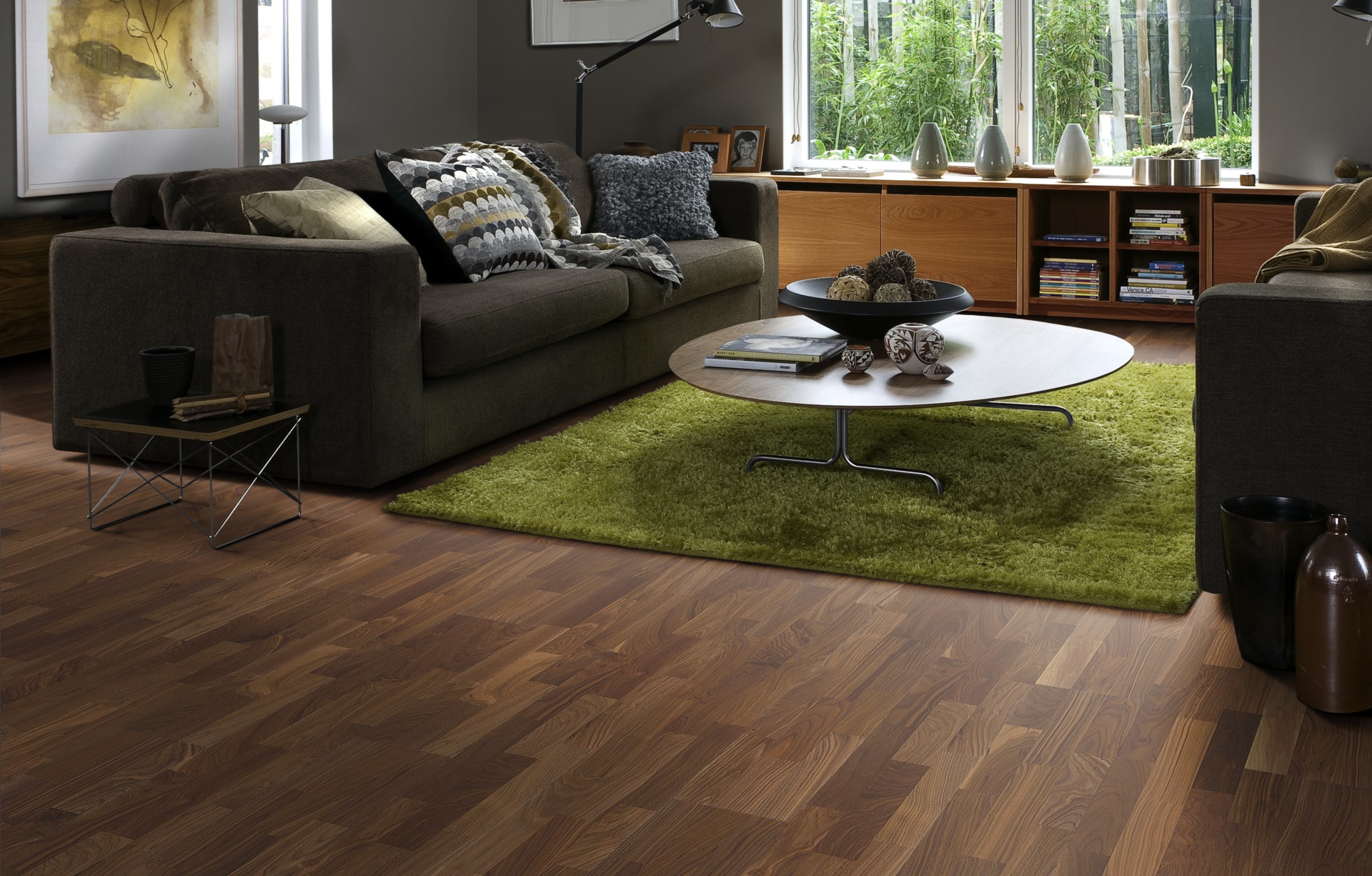 Паркетная доска Kahrs Американская Орех Монреаль Montreal 153N15VA50KW240 Calm 2423×200×15 фото в интерьере