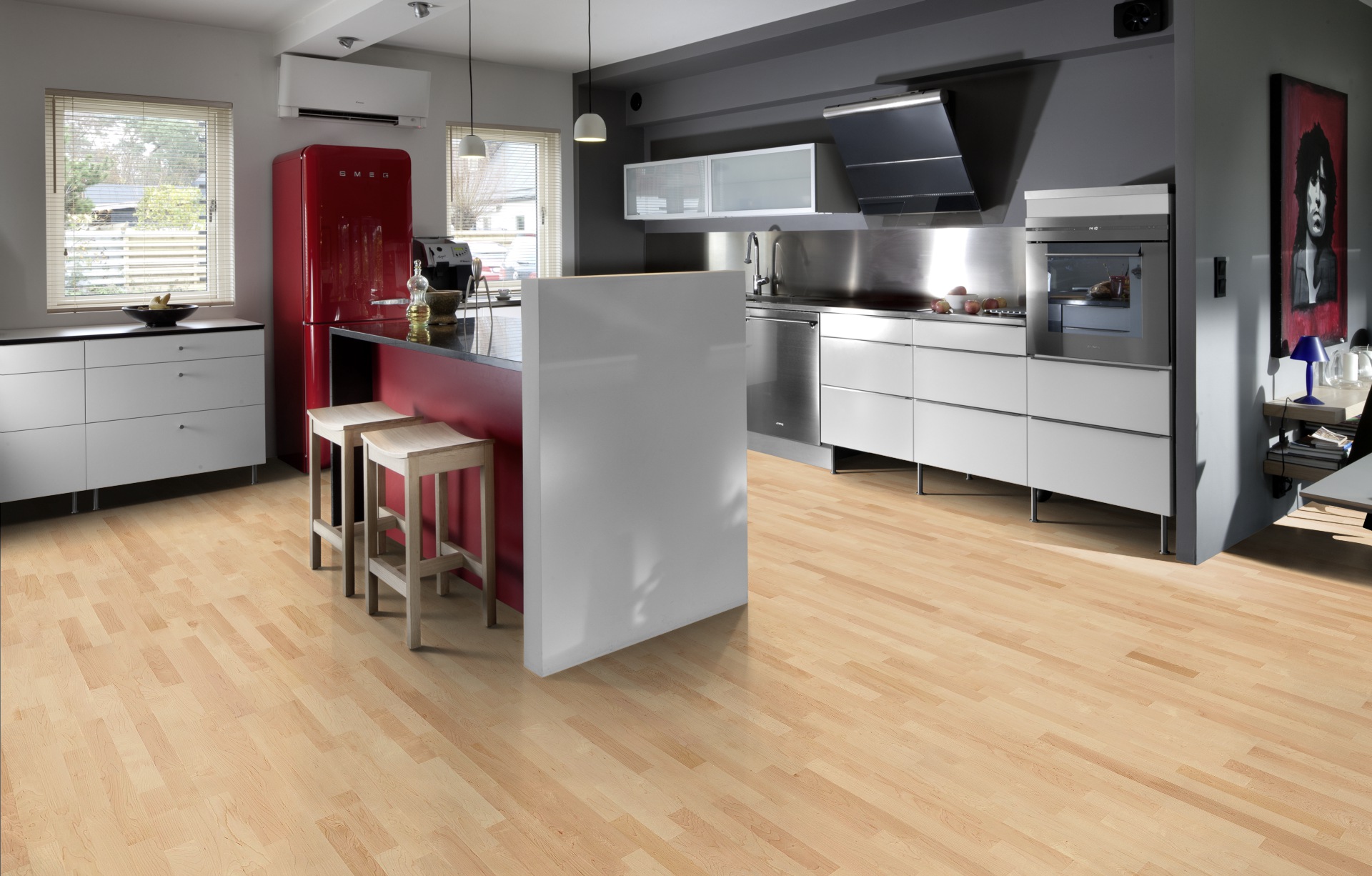 Паркетная доска Kahrs Американская Клен канадский Торонто Toronto 153N15AP50KW240 Calm 2423×200×15 фото в интерьере