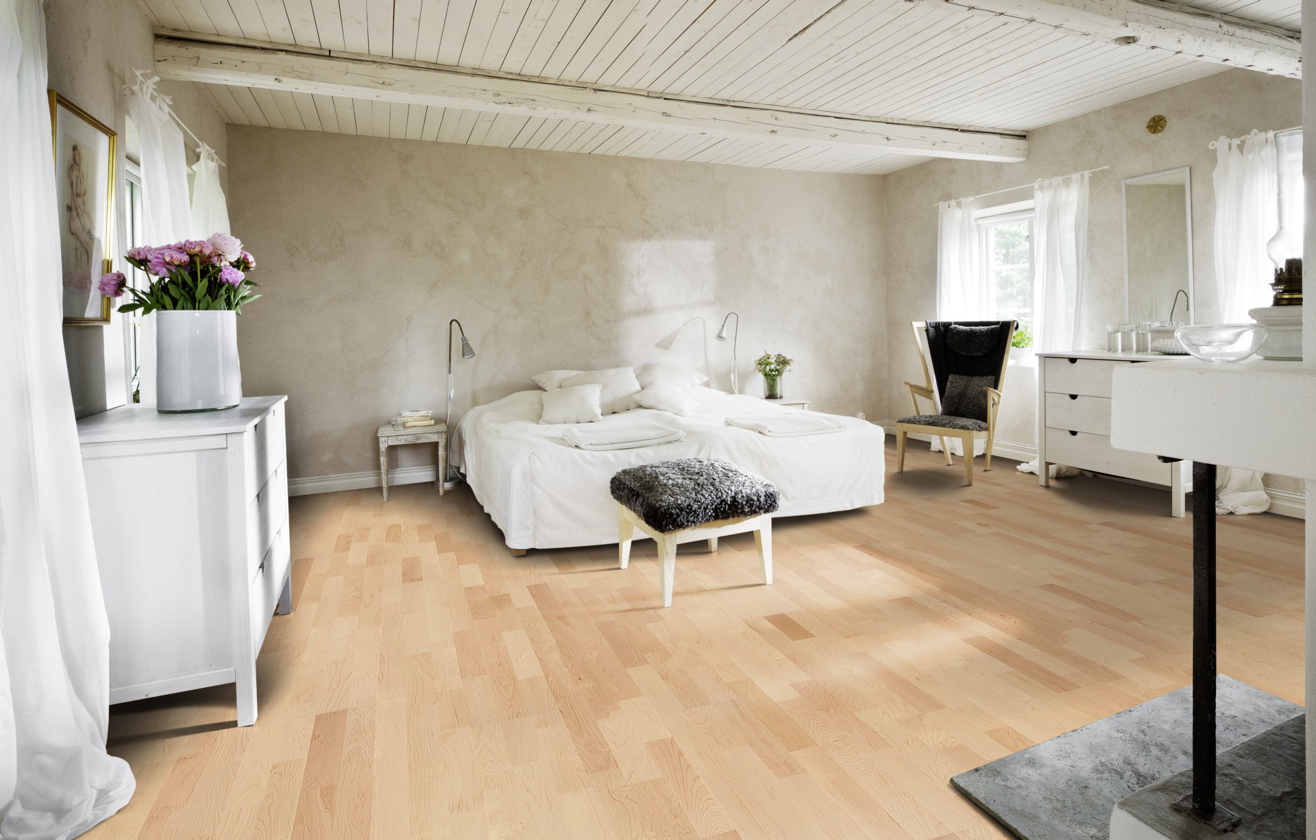 Паркетная доска Kahrs Американская Клен канадский Торонто Toronto 153N15AP50KW240 Calm 2423×200×15 фото в интерьере