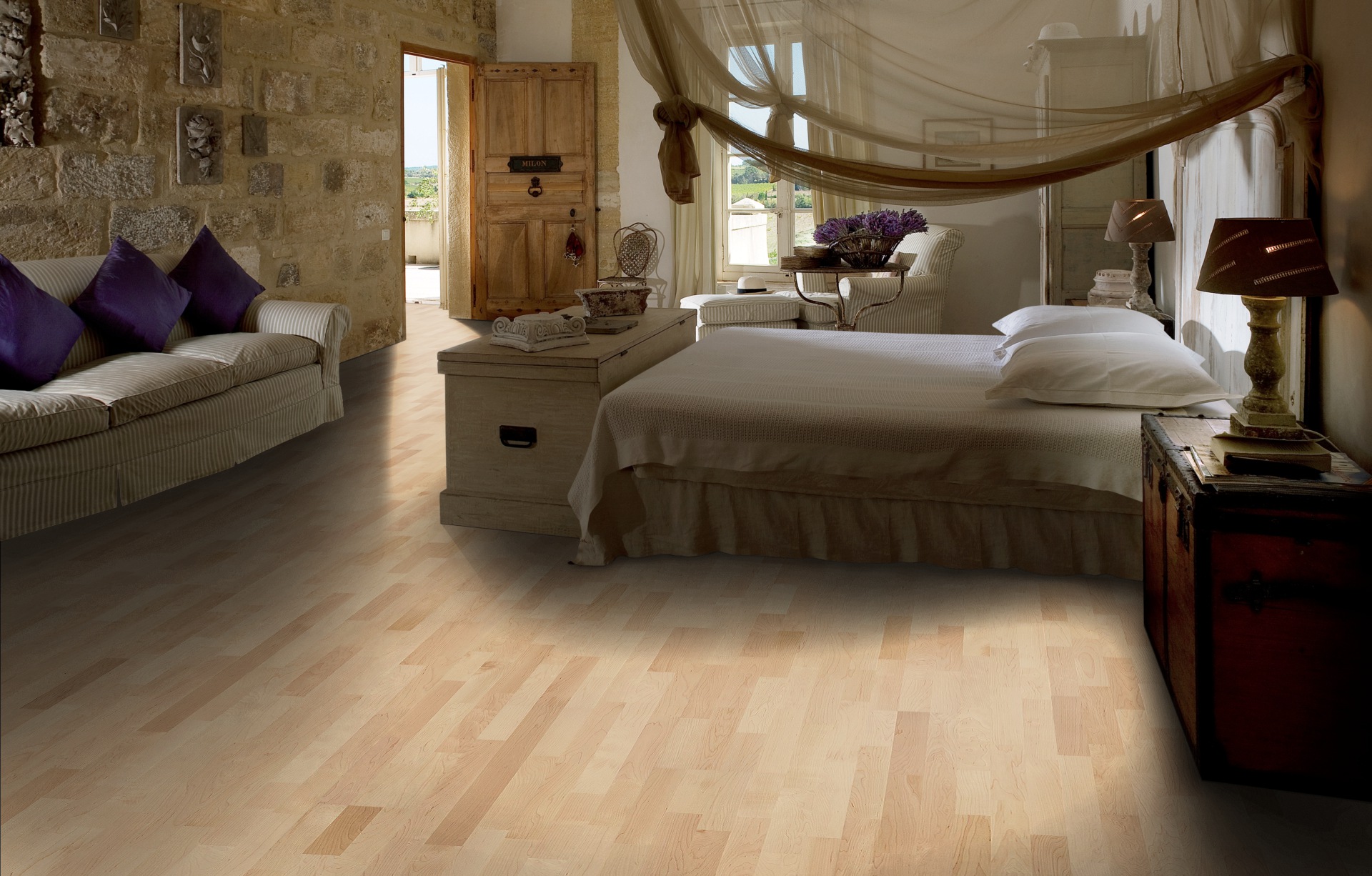 Паркетная доска Kahrs Американская Клен канадский Торонто Toronto 153N15AP50KW240 Calm 2423×200×15 фото в интерьере