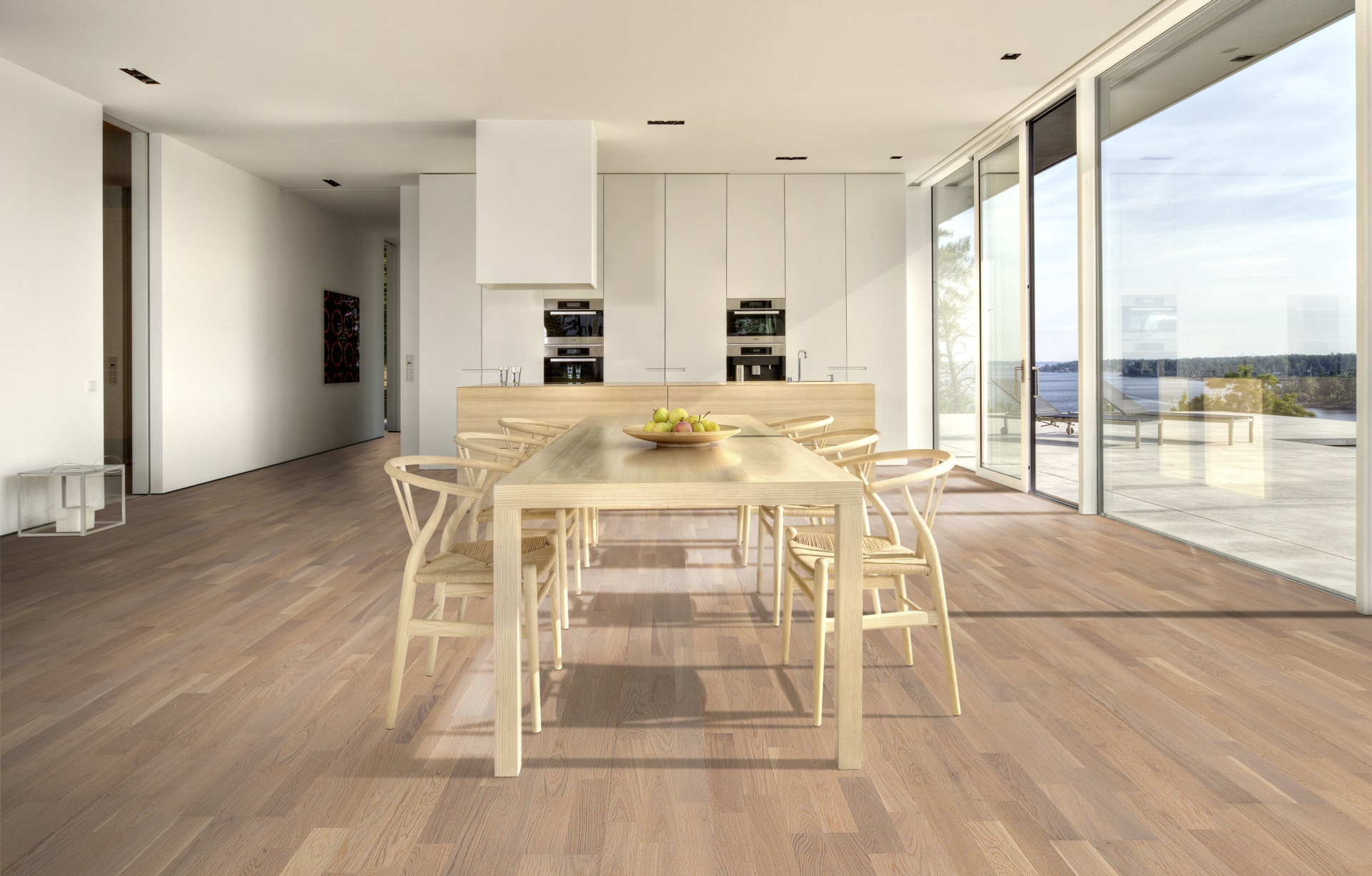 Паркетная доска Kahrs Трес Дуб Абетон Abetone 133NABEK1VKW240 Variation 2423×200×13 фото в интерьере