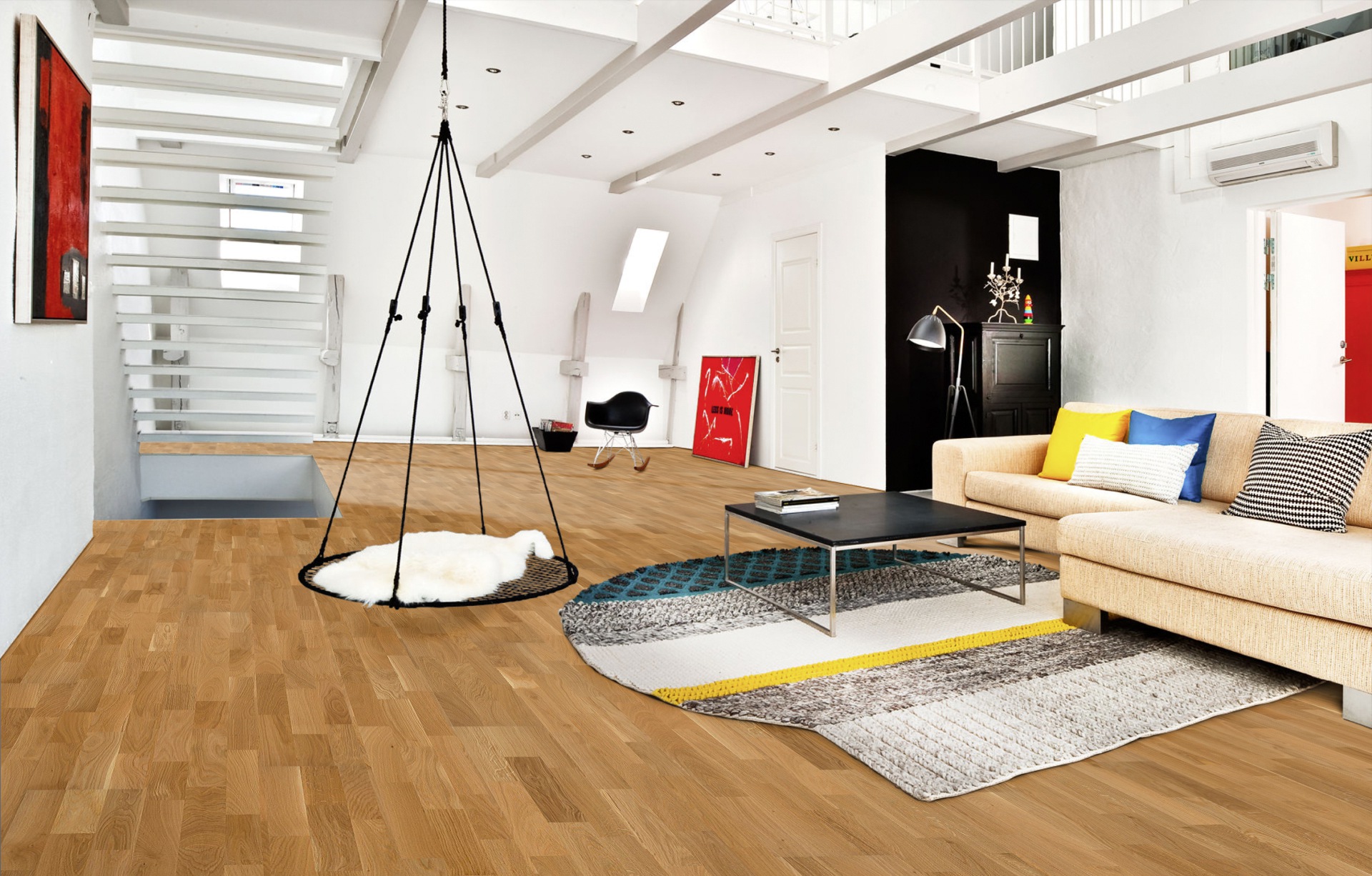 Паркетная доска Kahrs Трес Дуб Лекко Lecco 133NABEK50KW240 Variation 2423×200×13 фото в интерьере