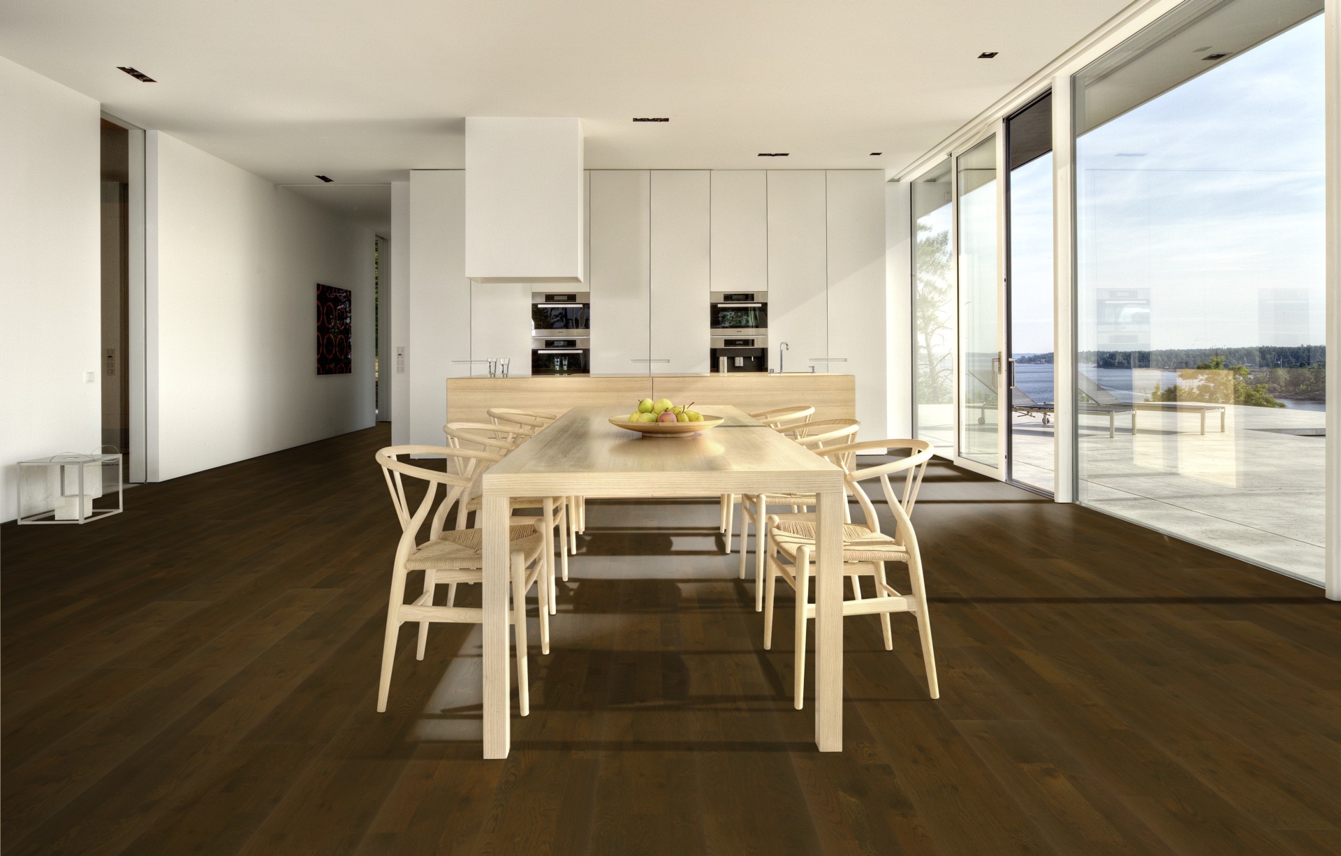 Паркетная доска Kahrs Гармония Дуб Брауни Brownie 153N6CEKA1KW240 Lively 2423×200×15 фото в интерьере